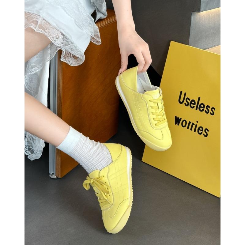 Leather little white shoes women's spring and summer new lace breathable mesh flat-soled casual shoes