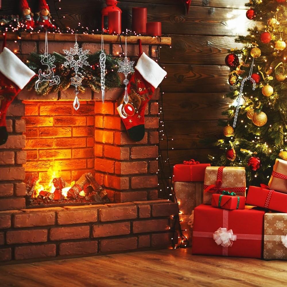 18/28 Pcs Teardrop Shape Christmas Tree Decor Sparkling Icicle Decorations Pendant Christmas Trees