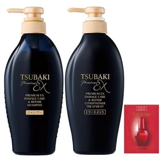 Tsubaki shampoo treatment set bottle + bonus premium EX damage care repair oil force smoothness perm color conditioner