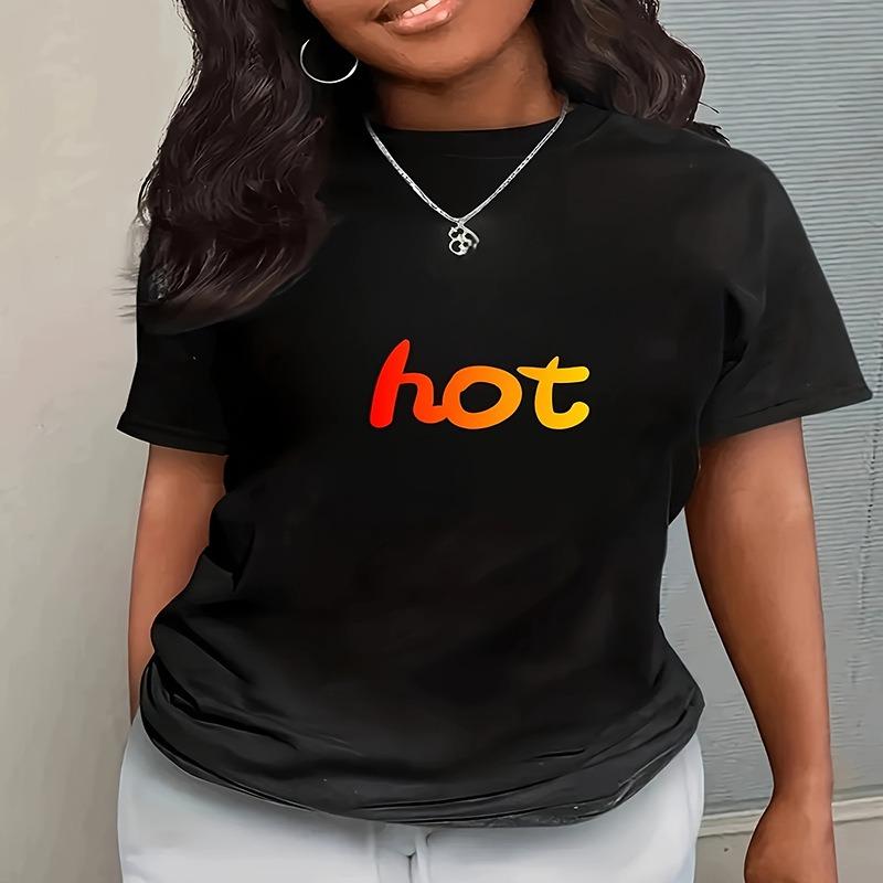 Tricou cu mâneci scurte Vară Tricou casual pentru femei cu gât rotund Litere