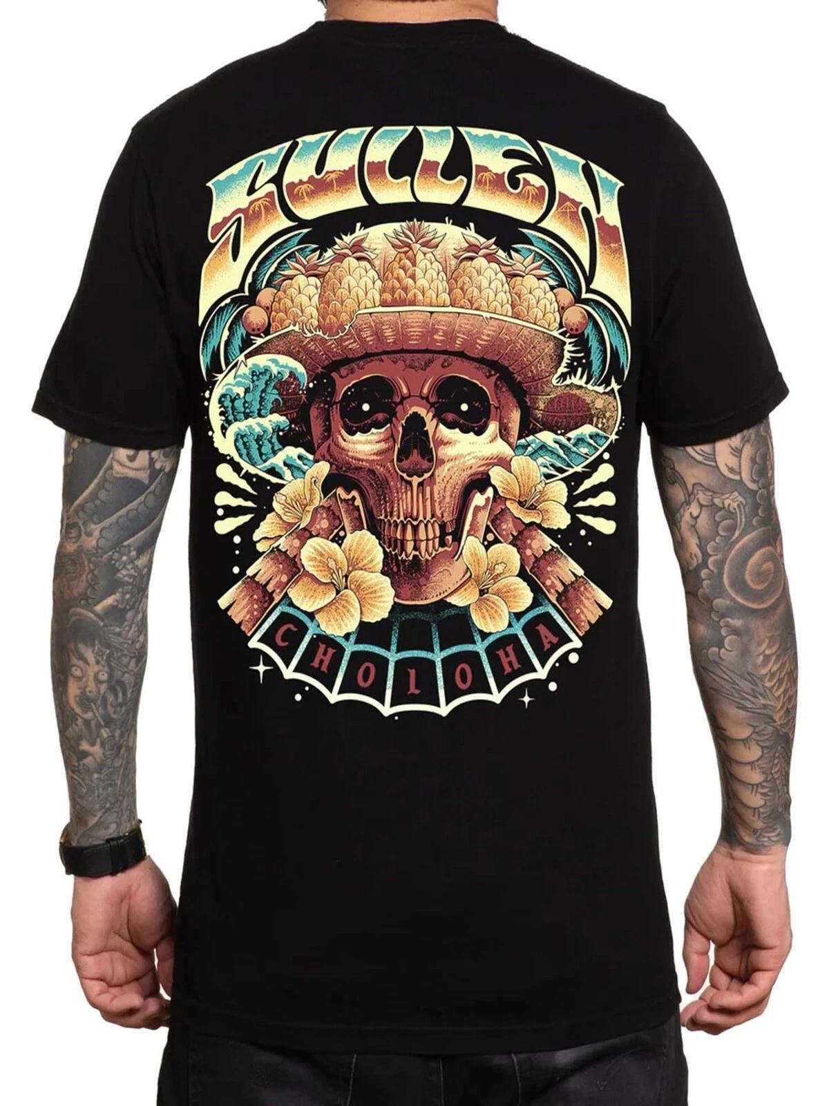 

Sullen Men s Skulloha Short Sleeve Premium T-shirt Hawaii Skull Art Tattoo Tee 2XL
