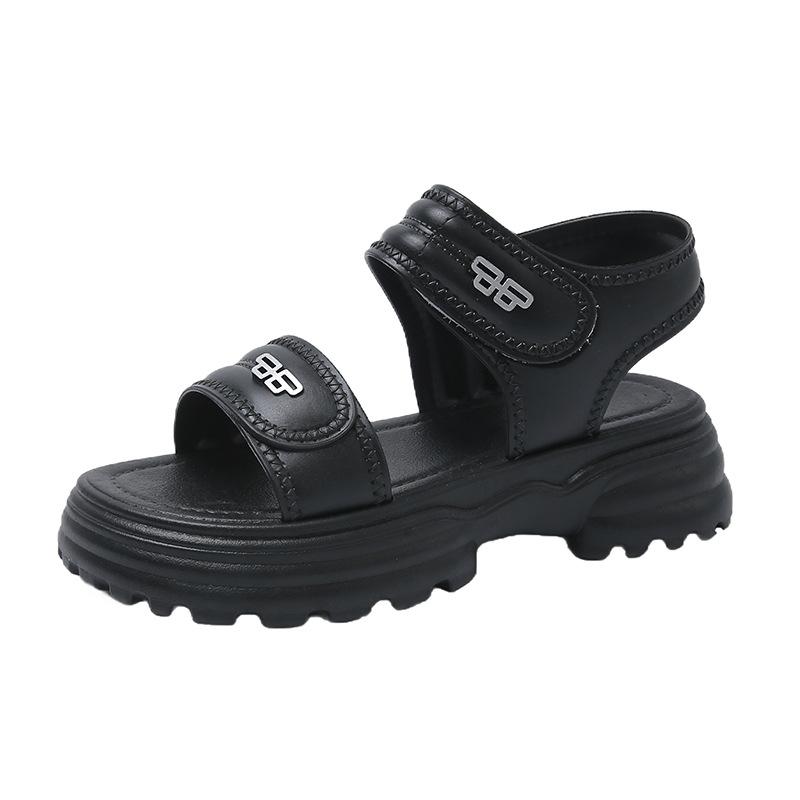 Strandsandalen Damen Sommer Neu Klettverschluss Muffinsohle Strandschuhe Mode Plateau Lässig Student Coole Hausschuhe