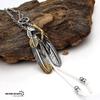 Stainless Steel Extra Large Feather Necklace Pendant Feather with Gold Gold Heart Gold Tip Feather Necklace [silver KYASYA] - Claw, Top, (2 Pieces) -