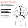 Bondage Restraints Handcuffs Sex Toys Neck to Wrist Behind Back Adjustable Handcuffs Belt PU Leather for Adult SM Games