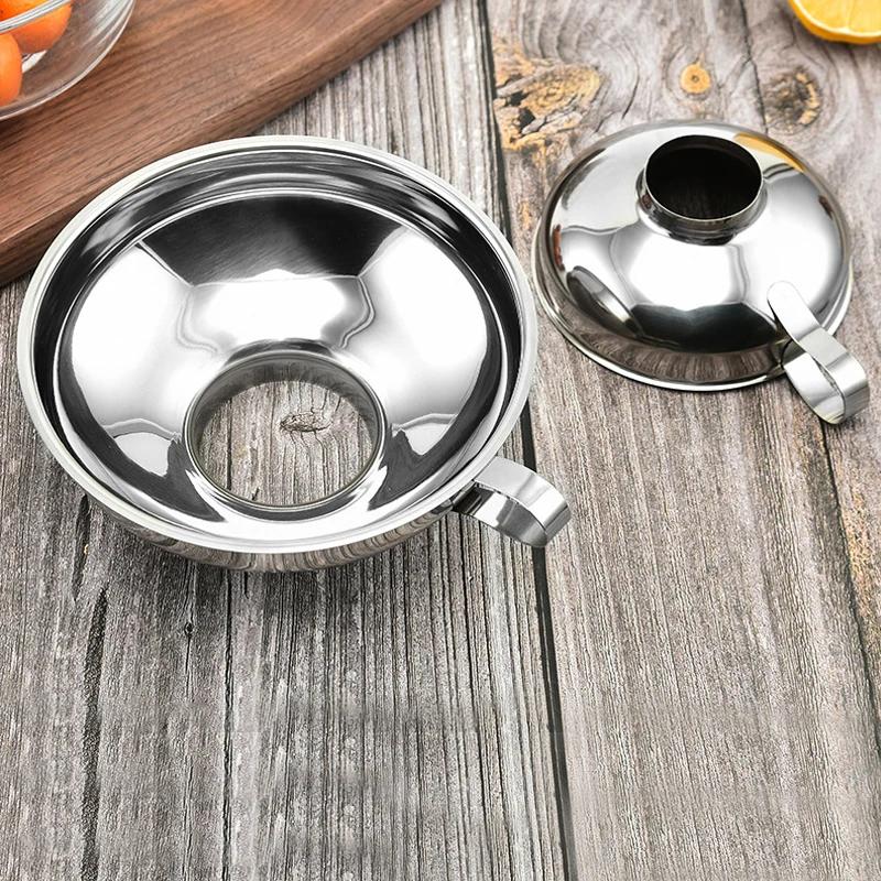 Stainless Steel Wide Mouth Funnel Canning Funnel Cup Jam Salad Dressing Hopper Filter For Jar Canned Filteroil Wine Water Spices