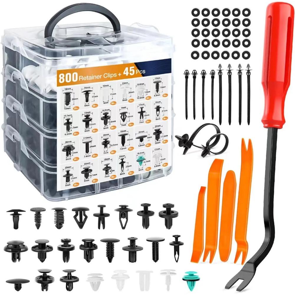 800pcs-100Pcs Kit de Clipe de Fixador de Carro Rebite de Para-lama Clipe de Plástico Fixador de Pressão para Carroceria Pino Rebite Para-choque Painel de Acabamento da Porta Reparo