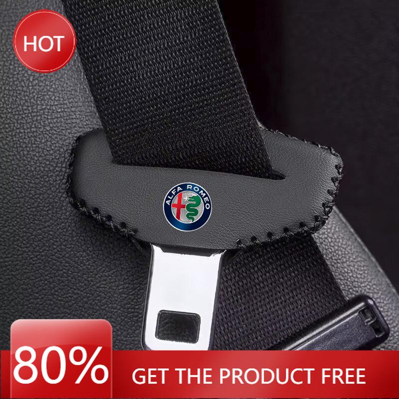 Hub Caps 2pcs Car Seat Belt Buckle Cover Leather NDGXDE Protector Anti-collision Case For Alfa Romeo Mito Brera 147 Giulietta Sportiva