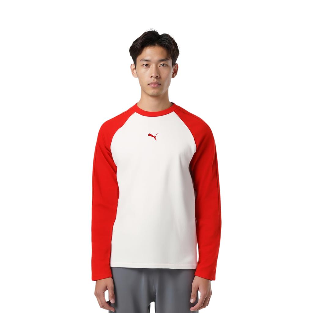 Puma Bequemes Vielseitiges Raglan Langarm T-Shirt Herren Oberteile Rot 94091801