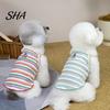Skin-Friendly Dog Clothes Colorful Striped Pet T-Shirt, Sleeveless Thin Straps Breathable Sweat-Wicking Shirt Tank Top with Cute Bear Embroidery