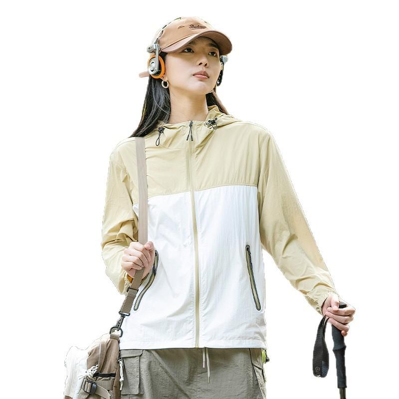 Summer new sunscreen clothes for men and women, light and breathable, UV-proof hooded skin clothes, outdoor sports hiking suits