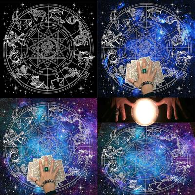 Tovaglia quadrata in flanella per tarocchi, tovaglia per altare, gioco da tavolo, astrologia, oracoli, tappetino per carte, tovaglia per divinazione