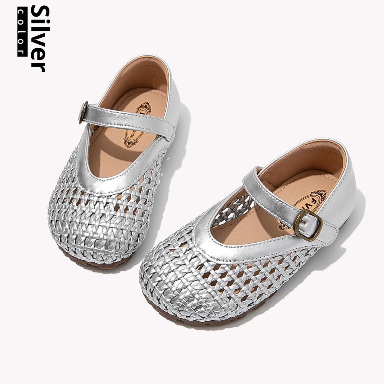

Туфли принцессы для девочек, модные сандалии с закрытым носком, обувь для маленьких девочек с мягкой подошвой 37 серебряный