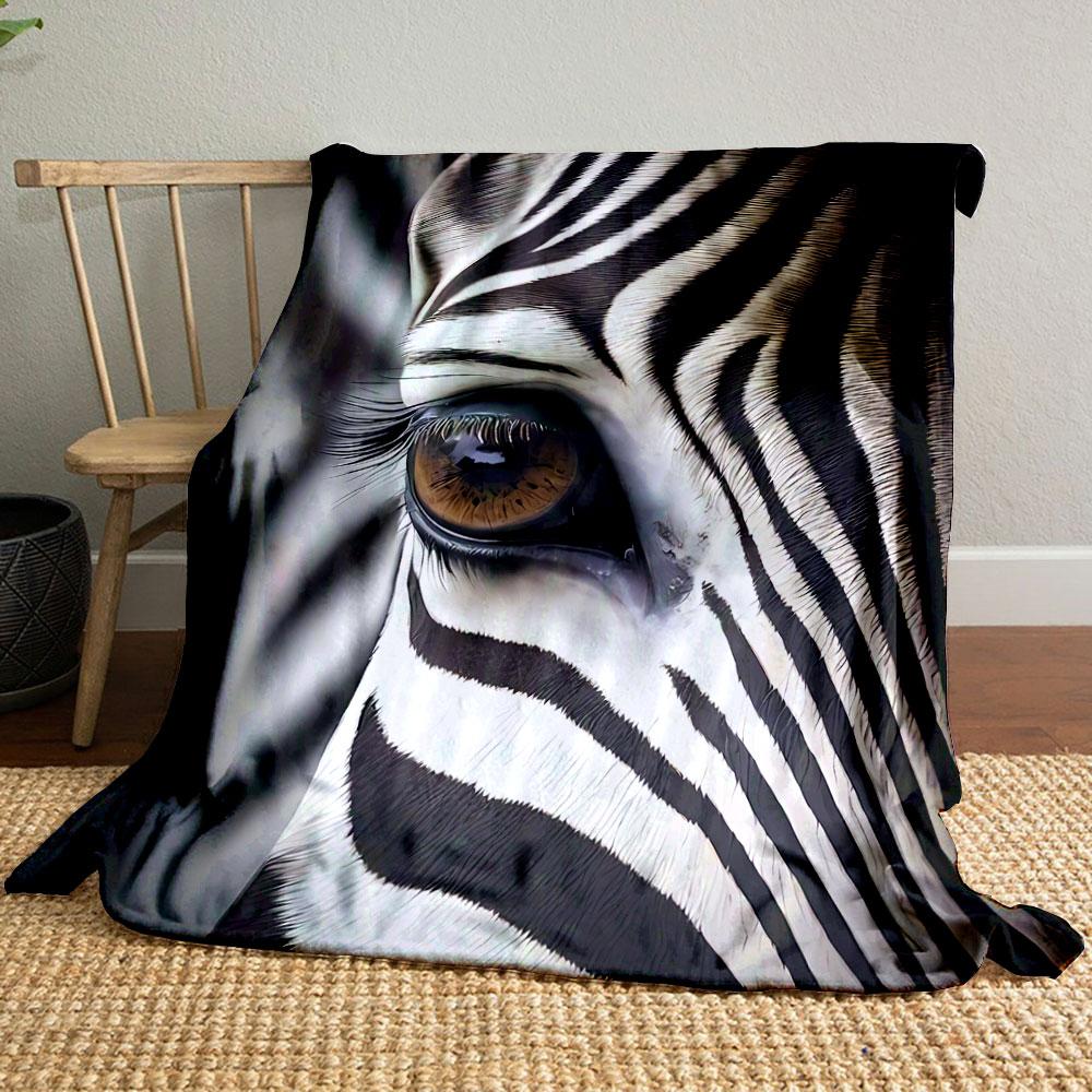 

Zebra Eye Close-up Blanket bedroom Blanket for Livingroom Couch lunch break Soft throw for Friend s festival Gift 80cm x 120cm