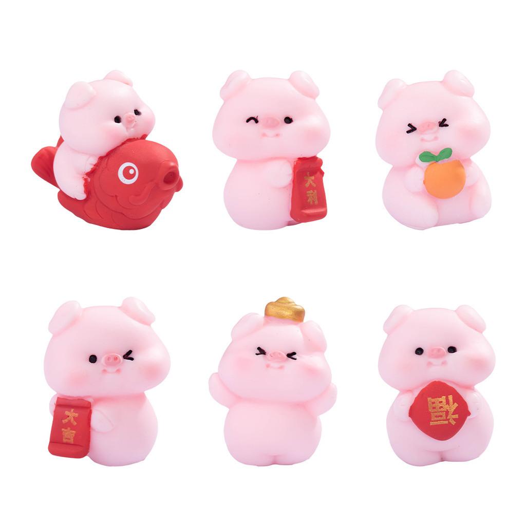 Blessing New Years Pig Resin Ornament With Oranges And Koi Carp For Decor Home