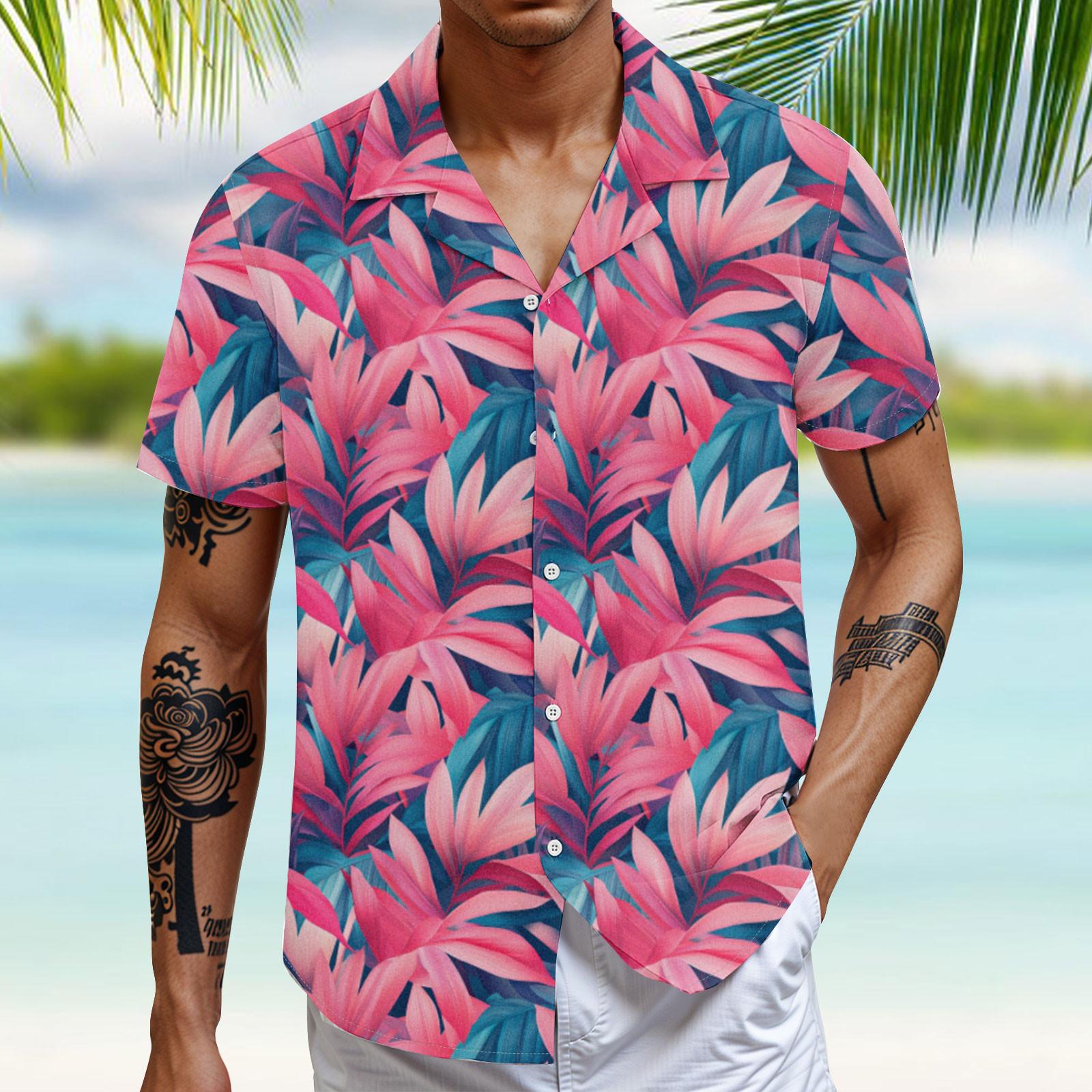 

Мужские винтажные рубашки для боулинга на пуговицах с коротким рукавом, летняя пляжная рубашка XXXL