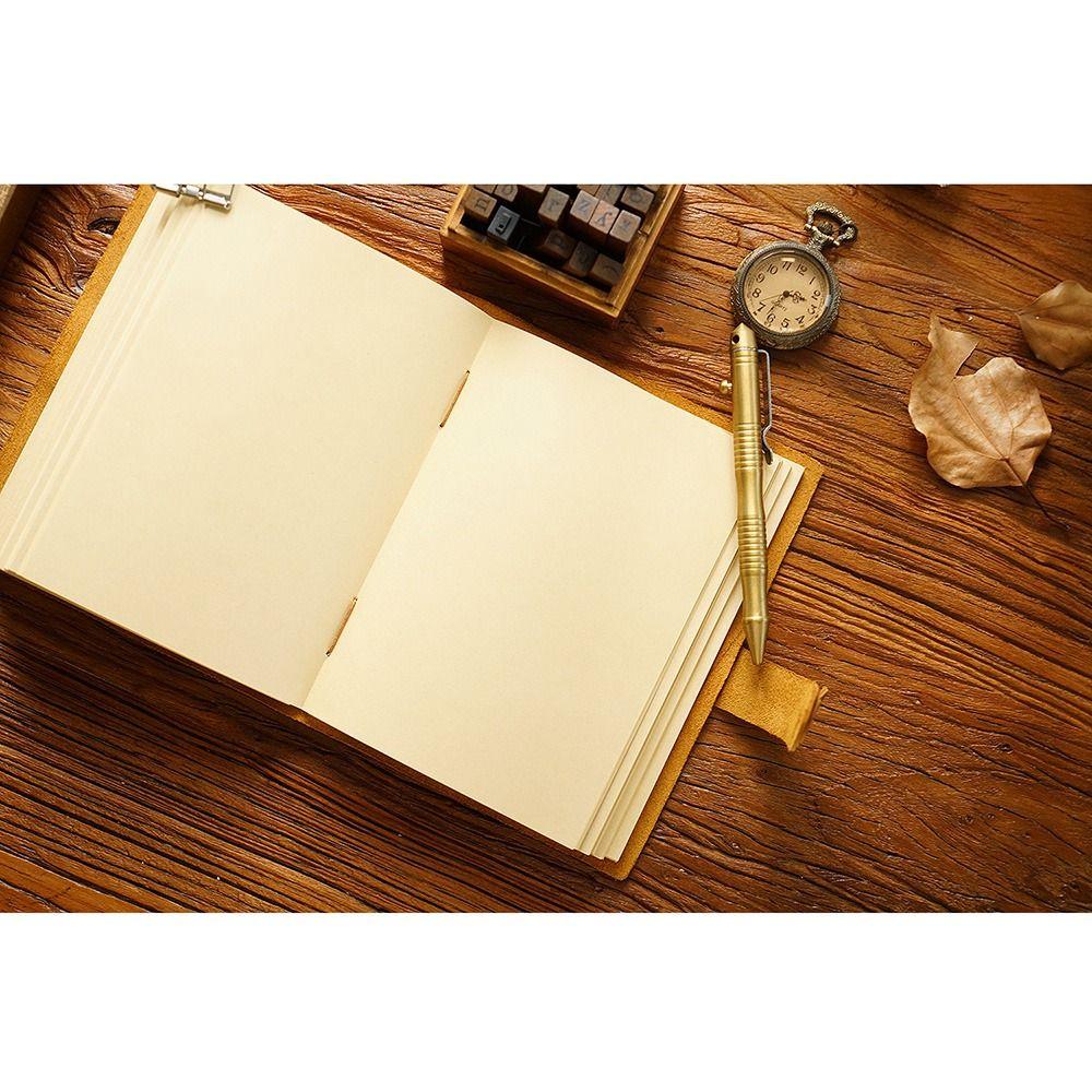 Genuine Leather Cover Blank Paper Diary Handmade Travel Sketchbook Leather Bound Journal  Student