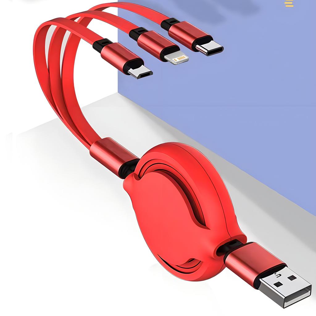 3 in 1 Retractable USB Cable for iPhone Charger Fast Wire Charging Cable For Android Phone Type C For Xiaomi Samsung