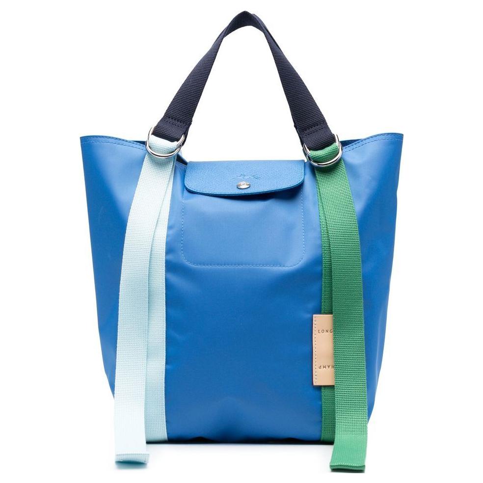 New LONGCHAMP Le Pliage Re Play Canvas With Leather Trim Canvas Bag, One Shoulder Handbag Regular Women's Blue 10203HCC127