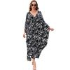 European & American Cotton Print Plus Size Loose Beach Dress Cover-Up for Women