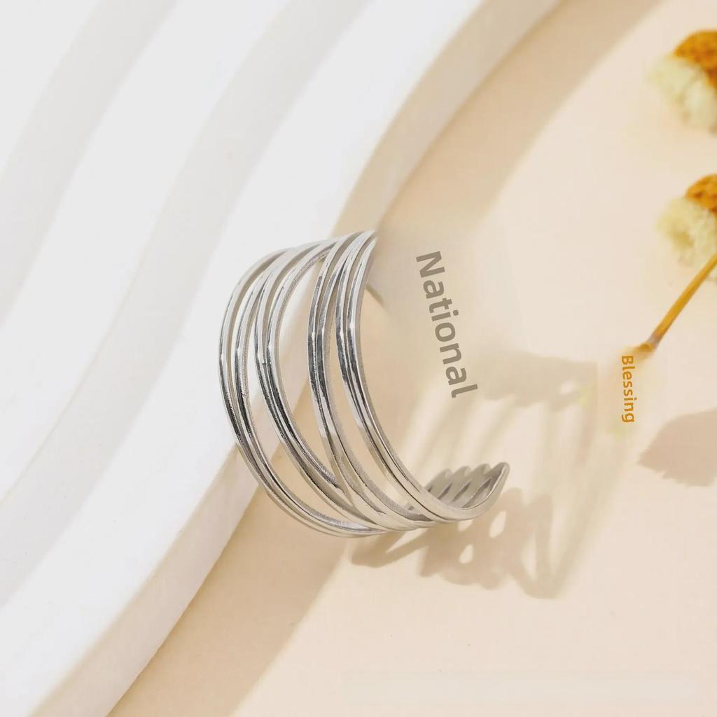 European & American Style Titanium Steel Open Ring - Fashionable, Versatile Jewelry for Women