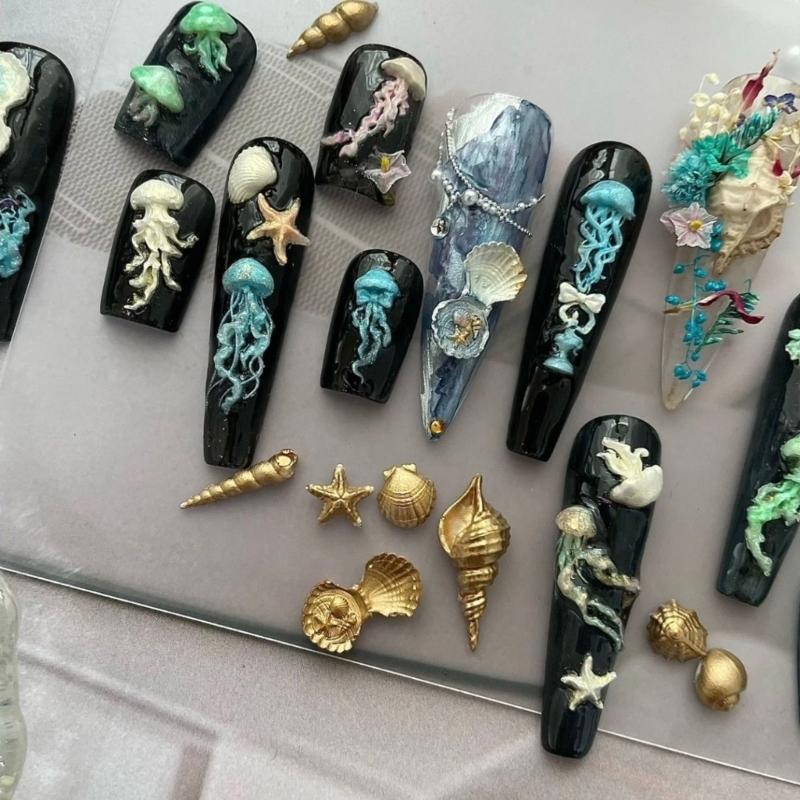 Easy Cleaning Ocean Series Nail Art Silicone Mold Flexible Reusable Manicure Nail Charm Mold For DIY Nail Decorations