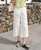 Ppaeppae Full Waist Banded Cropped Wide Cotton Pants