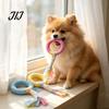Interactive Tug Toys for Pets Dog Tug-of-War Toy, Rubber Ring with Braided Cloth Strips, Strips Toy Chew Small to Medium Dogs, Teeth Cleaning