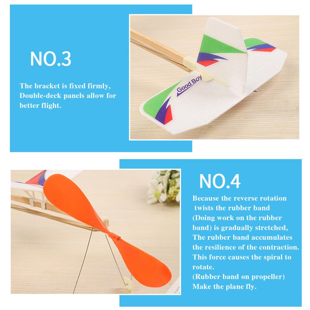 Rubber Band Powered Aircraft Model Kids Educational Throwing Glider Airplane Toddlers Boys Girls Outdoor Flying Plane Toy