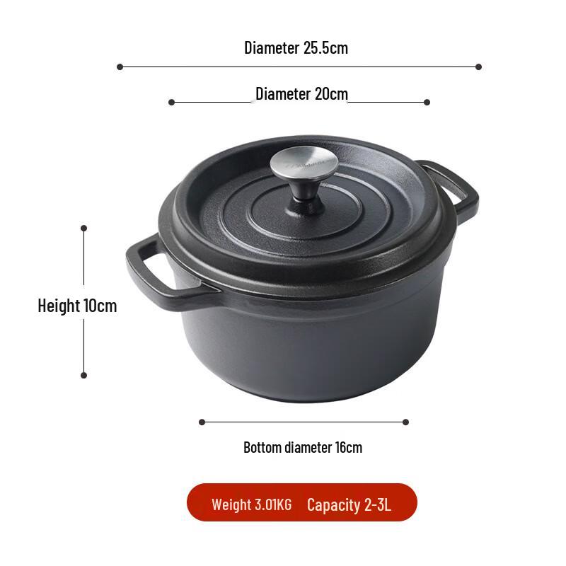 

ZISIZ Black Enamel Stew Pot