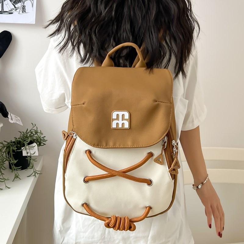 Small Backpack Simple Female Color Block Backpack Student Schoolbag