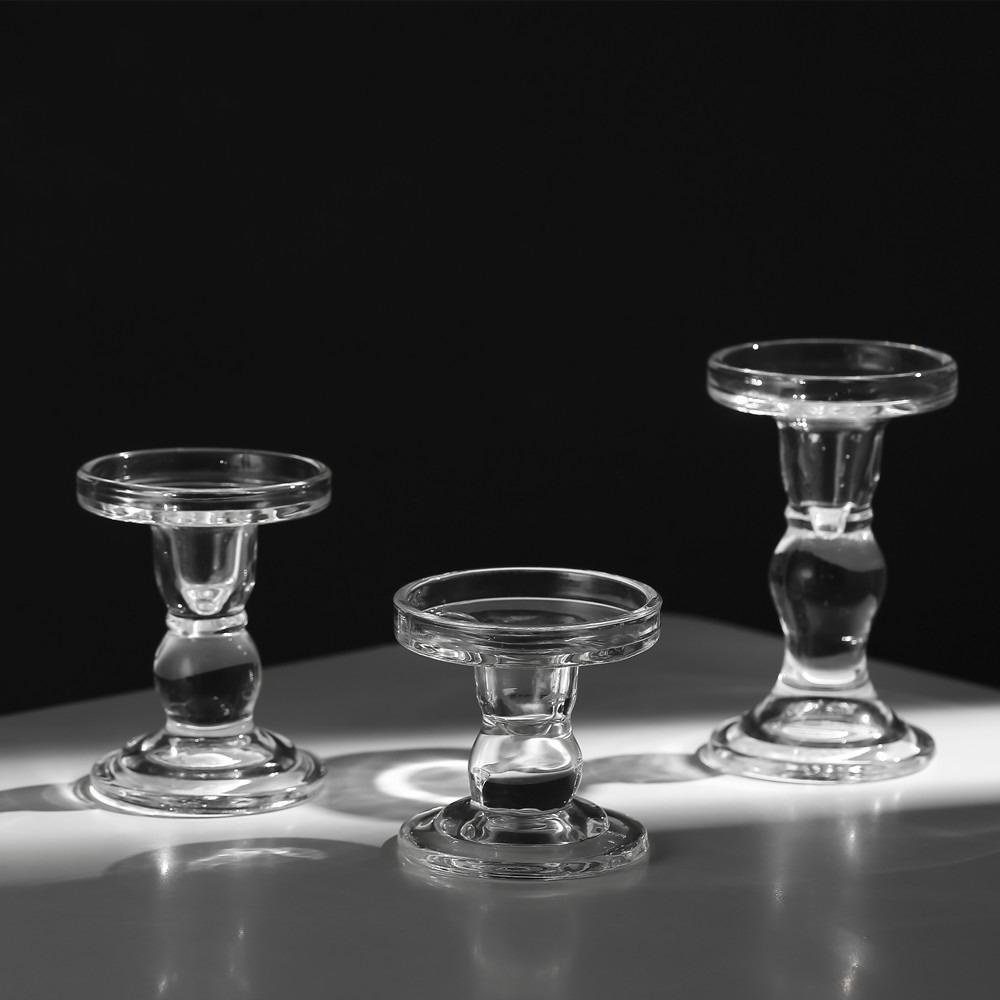 Modern Minimalist Roman Column Glass Candlestick, A Romantic Candlelight Dinner Decoration European Living Room Ornament
