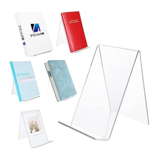 Acrylic Honpo Book Stand, Tabletop Acrylic Stand, Display Stand, Set of 6, Record Stand, Book Stand, Will Not Fall Down, Stylish (Clear)