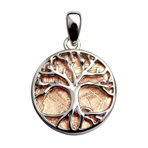 

[World Accessories Carmelo] Tree of Life Gibeon Meteorite Sacred Geometry Tree of Life Silver Pendant (Pink Gold)
