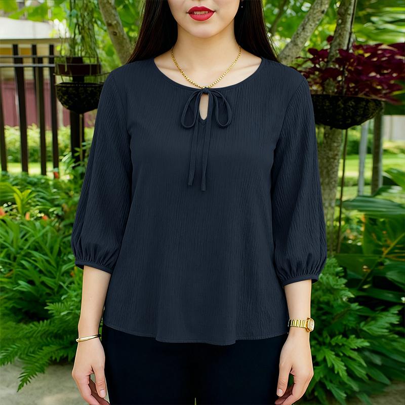 ZANZEA Women Casual Round Neck 3/4 Sleeve Loose Blouse
