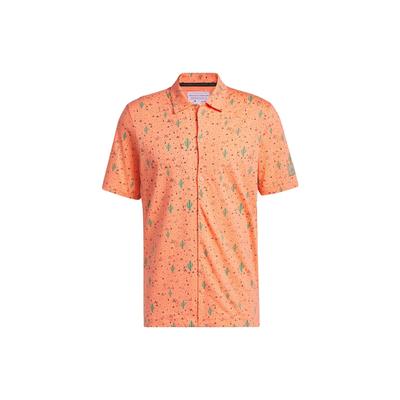 Adicross Desert Button-Shirt Kaktusmuster Golf Kurzarmhemd Herren Oberteile Koralle-Rosa HS3208