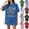 Casual Short Sleeve Oversized University Logo Graphic T Shirt Loose Fit Crew Neck Top for Everyday Wear