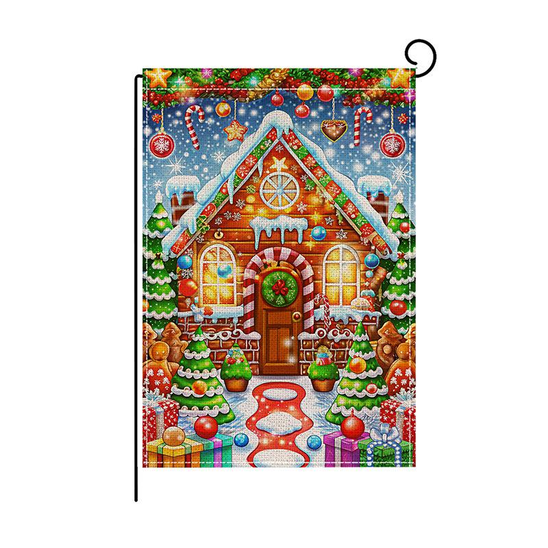 Doppelseitige Gartenflagge Weihnachten Imitation Leinen Schneemann Gedruckt Outdoor Hofdekoration Kleine Flagge