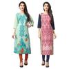 Kurti, Women, Multi-color Choice Ethnic Print, Straight Cut, All Over Print, Bollywood Style, Casual Wear