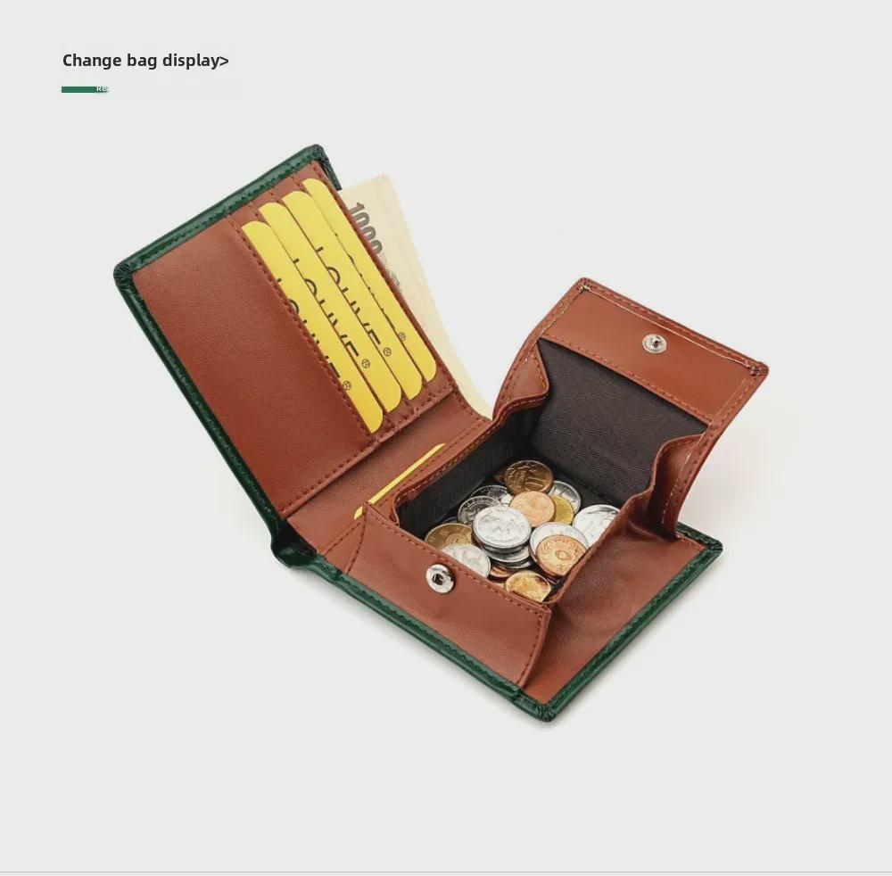 Japonská kožená pánská krátká peněženka na přehýbání s mincovní kapsou