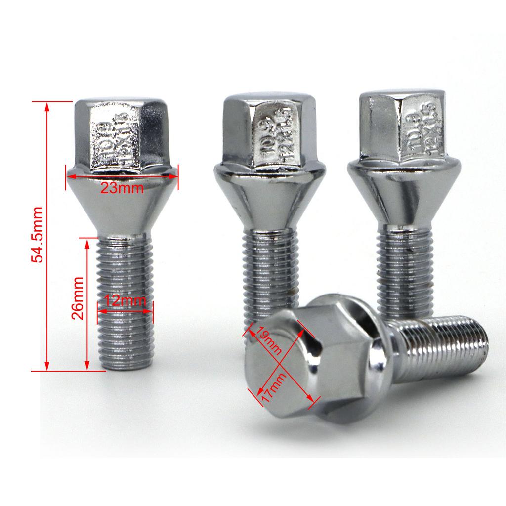 4x Bilhjulbolter Muttere M12X1.5 17mm Sekskant For BMW 1 3 5 6 7 Serie Z1 Z3 Z4 X1 X5 Mini E82 E88 E90 E92 E93 E39 E60 E65 E89