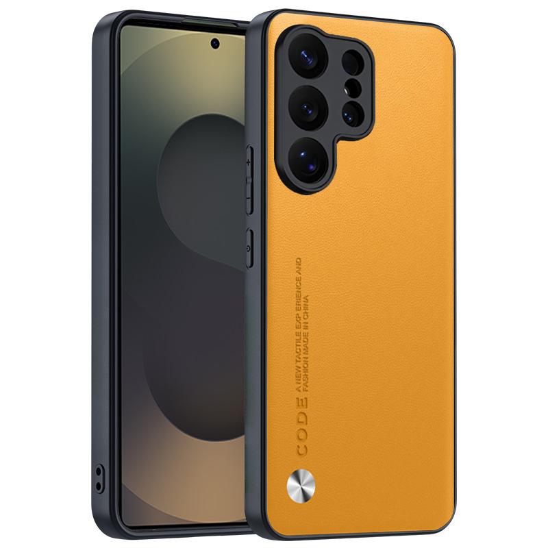 

Ударостійкий чохол Funda для Samsung Galaxy S26 Ultra S25 S24 Plus, Кришка-чохол, Розкішна ПУ-шкіра, Повний захист, Задня накладка for Galaxy S24 жовтий