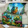 1PC Custom Name Dinosaur Adventure Jungle blanket versatile,all-season throw suitable for the living room,bedroom,camping,travel,and gift