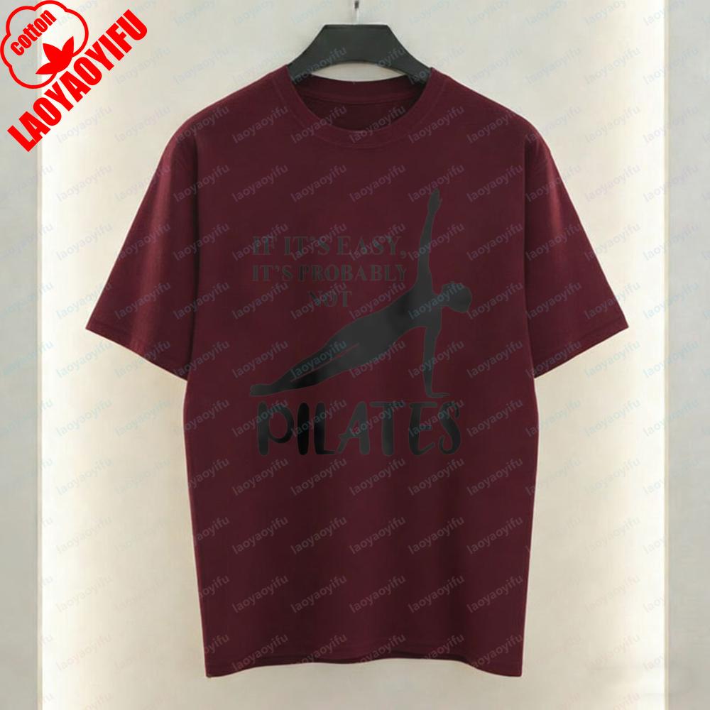 Pilates Women TShirt Simple Side Plank Exercise Graphic Tops Unisex Fitness Casual Cotton Tee Gym Breathable Clothes Ropa Mujer