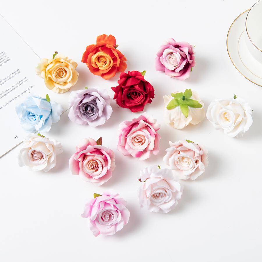 100Pcs Silk Rose Artificial Flower Hot sale Christmas Wedding Bridal Bouquet Home Outdoor Garden Diy gift box Scrapbook Material