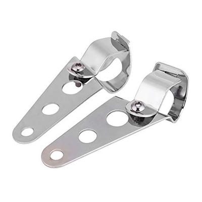 KIMISS 2pcs Stainless Steel Adjustable Motorcycle Headlight Mount Bracket Fork Racer 28mm-34mm (Silver))