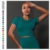 Breathable Seamless Short Sleeve Yoga T-Shirt - Sweat-Wicking Fitness Top for Running & Sports