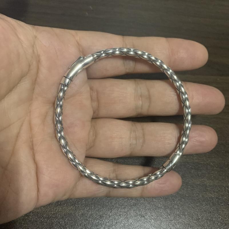 Real Silver Classical Argyle Pattern Open Bangle For Man Woman S925 Sterling Sliver Fashion Style Bracelet Jewelry
