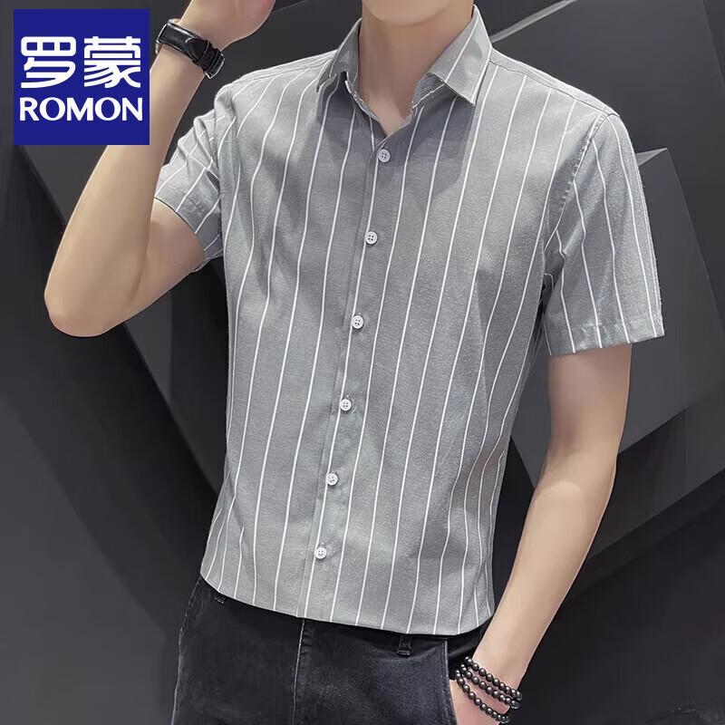 Luo Meng Men s Short-Sleeve Business Casual Shirt 3XL