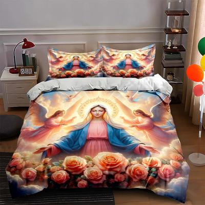 Angels Roses Halo Bedding Duvet Cover Sets Duvet Covers Pillowcases Gifts (1 * Duvet Cover 2 * Pillowcases, Without Duvet Insert)