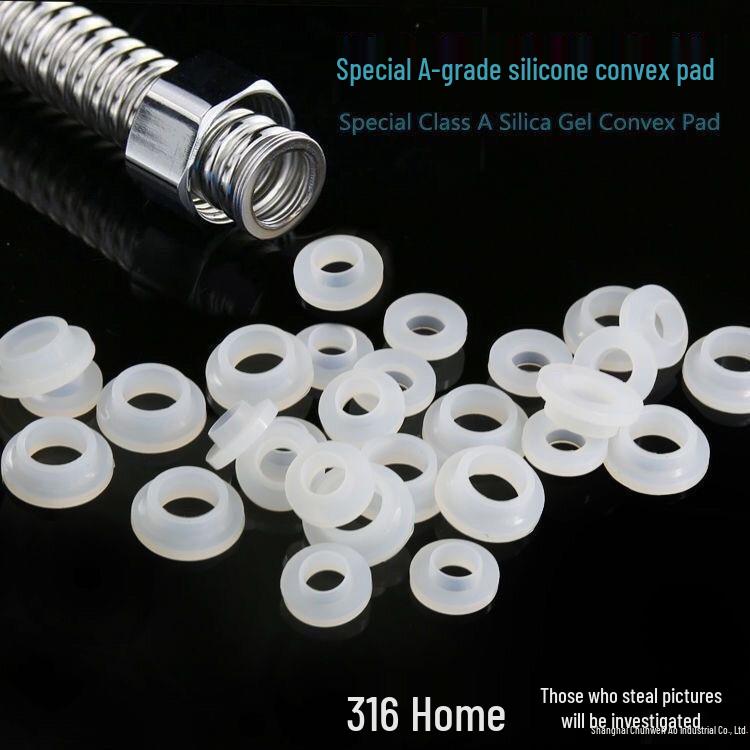 Высокотемпературная силиконовая прокладка с бортиком для душевого шланга и гофрированной трубы - 4/6-точечная 1 piece